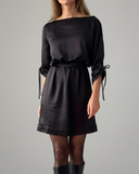 BECCA DRESS BLACK SATIN