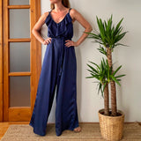SATIN FRILL OVERALL NAVY BLUE/MORE COLOURS