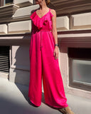 SATIN FRILL OVERALL HOTTEST PINK