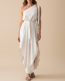 GAIA DRESS WHITE SATIN/MORE TEXTURES