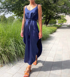 JUNE DRESS NAVY BLUE SATIN/MORE COLOURS