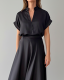 ASHA TOP BLACK SATIN