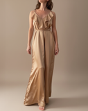 SATIN FRILL OVERALL CHAMPAGNE GOLD/MORE COLOURS
