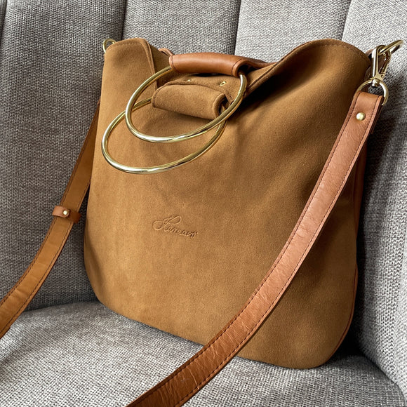 TWO-SIDED O-RING BAG BROWN