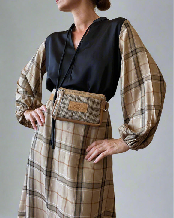 BOW AVA TOP BLACK AND CHECKS