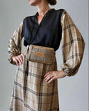 BOW AVA TOP BLACK AND CHECKS