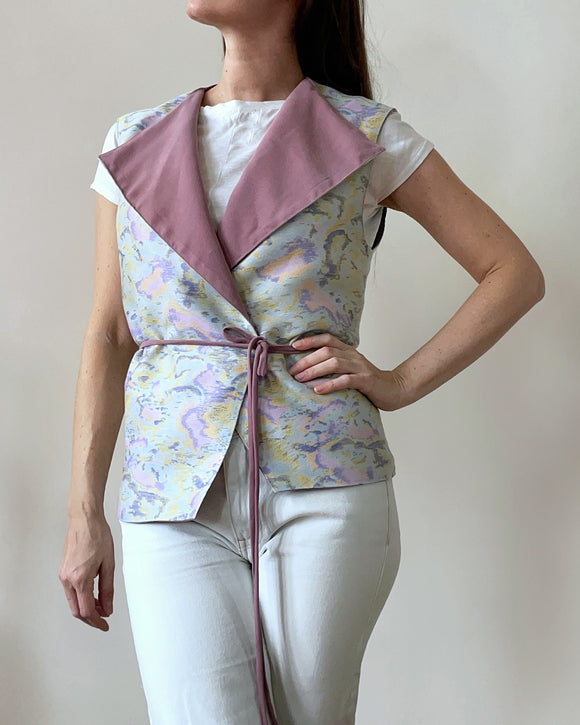 REVERSIBLE BIG COLLAR WRAPVEST PASTEL