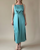 STRAIGHT DAPHNE DRESS WATERGREEN SATIN/MORE COLOURS