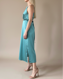 STRAIGHT DAPHNE DRESS WATERGREEN SATIN/MORE COLOURS