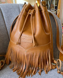 BROWN FRINGE BACKPACK/TOTEBAG