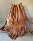 BROWN FRINGE BACKPACK/TOTEBAG