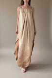 ROUND NECK JUNE DRESS CHAMPAGNE GOLD SATIN/MORE COLOURS