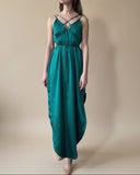 STRAP JUNE DRESS EMERALD SATIN/MORE COLOURS