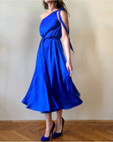 SATIN JULY DRESS QUEEN BLUE/MORE COLOURS