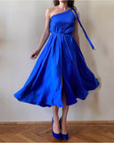 SATIN JULY DRESS QUEEN BLUE/MORE COLOURS
