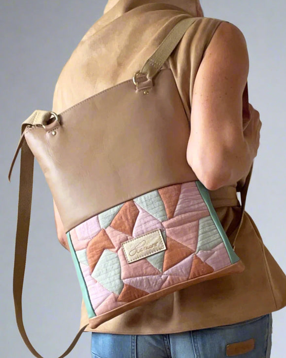 QUILT MOSAIC ZIPPER BACKPACK/TOTEBAG 1.