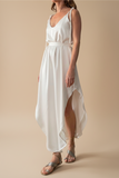 JUNE DRESS WHITE SATIN/MORE TEXTURES