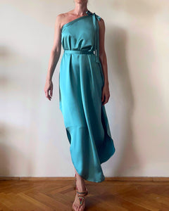 GAIA DRESS WATERGREEN SATIN