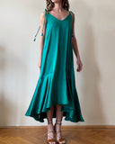 MIDI FRIDA DRESS CHAMPAGNE EMERALD SATIN/MORE COLOURS