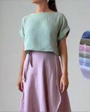 CROPPED AYA TOP DOUBLE GAUZE/SAGE/MORE COLOURS