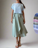 WRAPSKIRT DOUBLE GAUZE/SAGE/MORE COLOURS