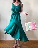 MIDI FRIDA DRESS CHAMPAGNE EMERALD SATIN/MORE COLOURS