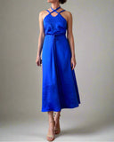 DAPHNE DRESS QUEEN BLUE SATIN/MORE COLOURS