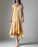 MIDI FRIDA DRESS YASMINE YELLOW SATIN/MORE COLOURS