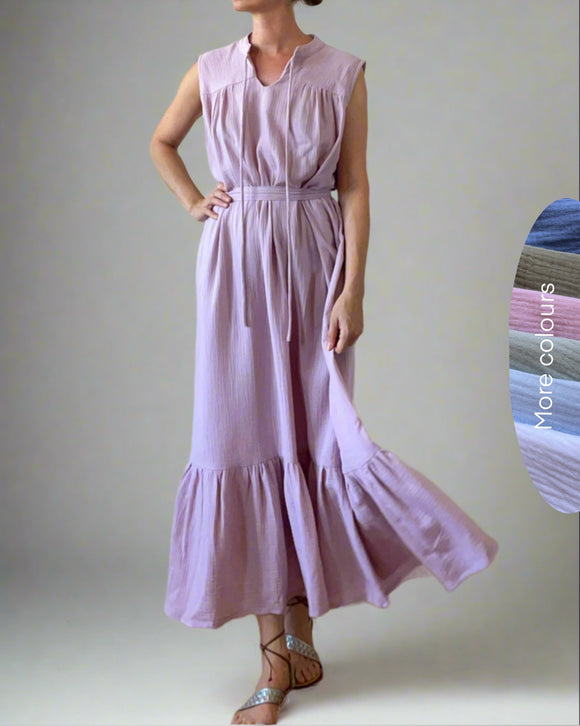SLEEVELESS RUBY DRESS DOUBLE GAUZE/LEVANDER/MORE COLOURS