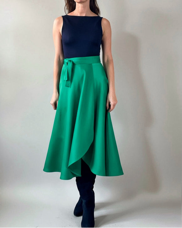 WRAPSKIRT THE GREEN SATIN