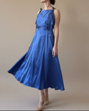 DAPHNE DRESS CORNFLOWER BLUE SATIN/MORE COLOURS