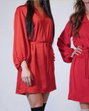 AVA DRESS RED SATIN/MORE COLOURS
