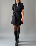 ASHA DRESS BLACK SATIN/MORE COLOURS