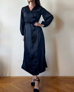 KYOTO WRAPDRESS BLACK SATIN/MORE COLOURS