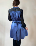 RUBY DRESS DRESS UPCYCLED TWEED & CORNFLOWER SATIN