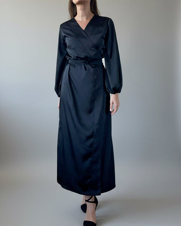 KYOTO WRAPDRESS BLACK SATIN/MORE COLOURS