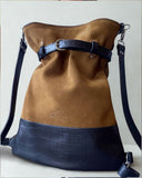 BLACK CROCO/BROWN SUEDE BACKPACK/TOTEBAG