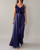 SATIN FRILL OVERALL NAVY BLUE/MORE COLOURS