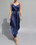 JUNE DRESS NAVY BLUE SATIN/MORE COLOURS
