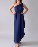 GAIA DRESS NAVY BLUE SATIN