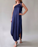 GAIA DRESS NAVY BLUE SATIN