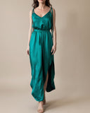 JUNE DRESS EMERALD SATIN