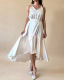 MIDI FRIDA DRESS WHITE SATIN/MORE TEXTURES