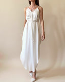 MACRAME JUNE DRESS WHITE SATIN