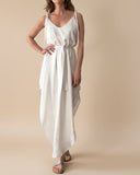 JUNE DRESS WHITE SATIN/MORE TEXTURES