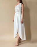 HELENA DRESS WHITE SATIN/MOTE TEXTURES