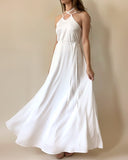 MAXI DAPHNE DRESS WHITE SATIN/MORE TEXTURES