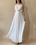MAXI DAPHNE DRESS WHITE SATIN/MORE TEXTURES