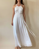 MAXI DAPHNE DRESS WHITE SATIN/MORE TEXTURES