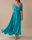 FRIDA DRESS SEA BLUE SATIN